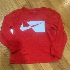 Nike Dri-fit Kids Red Long-sleeve Size Large (6/7)